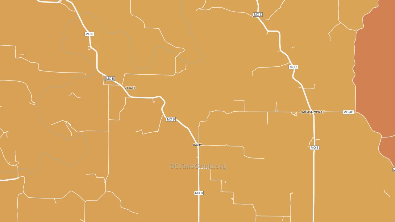 Drew, MO Map of Murder Rates