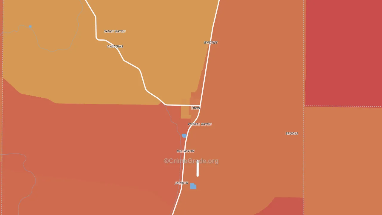 Drew, MS Map of Murder Rates