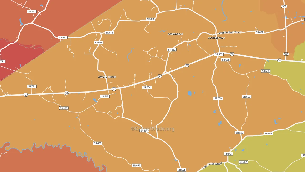 Drewryville, VA Map of Murder Rates