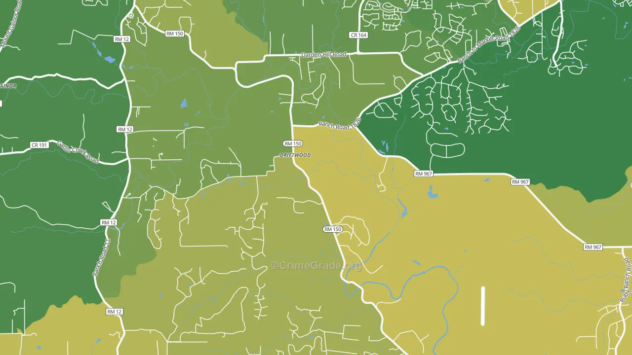 Driftwood, TX Map of Murder Rates
