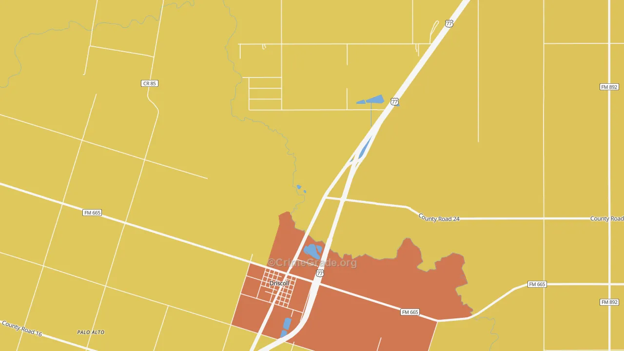 Driscoll, TX Map of Murder Rates