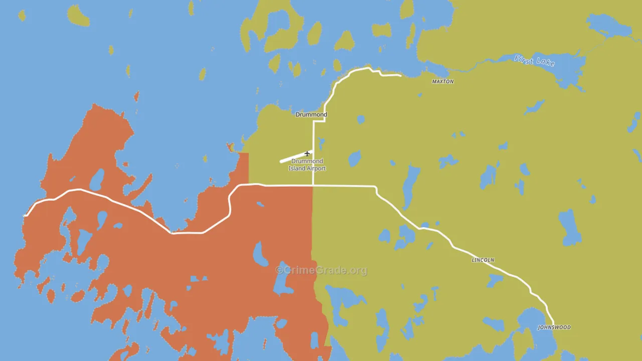 Drummond Island, MI Map of Murder Rates