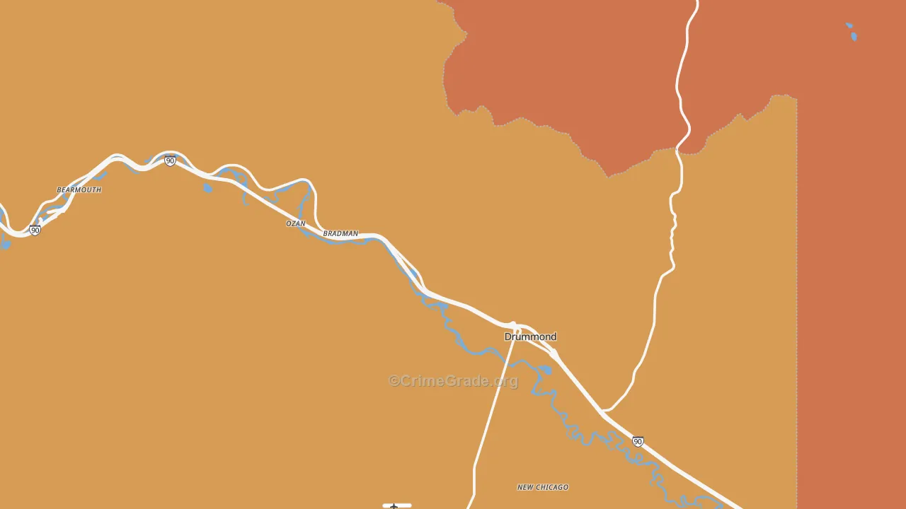 Drummond, MT Map of Murder Rates