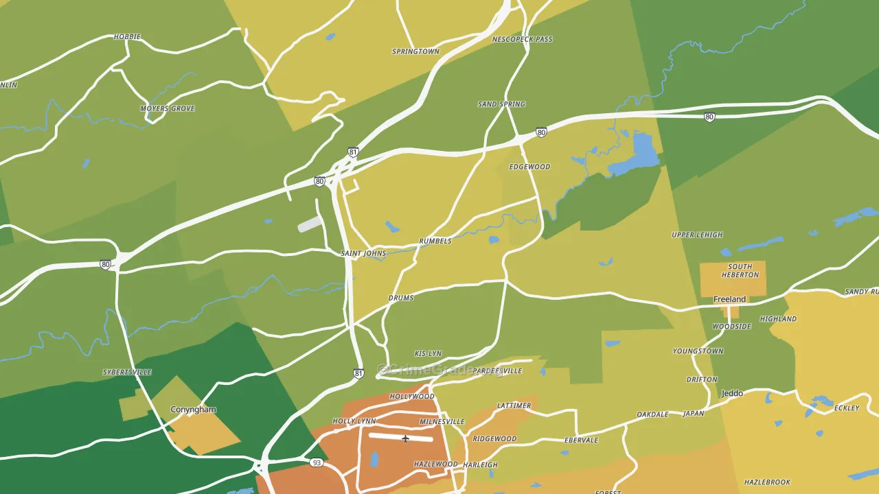 Drums, PA Map of Murder Rates