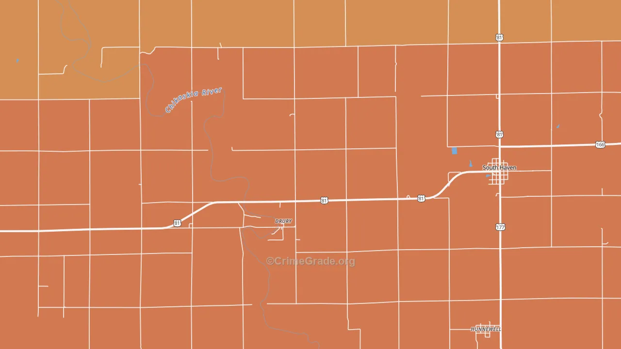 Drury, KS Map of Murder Rates