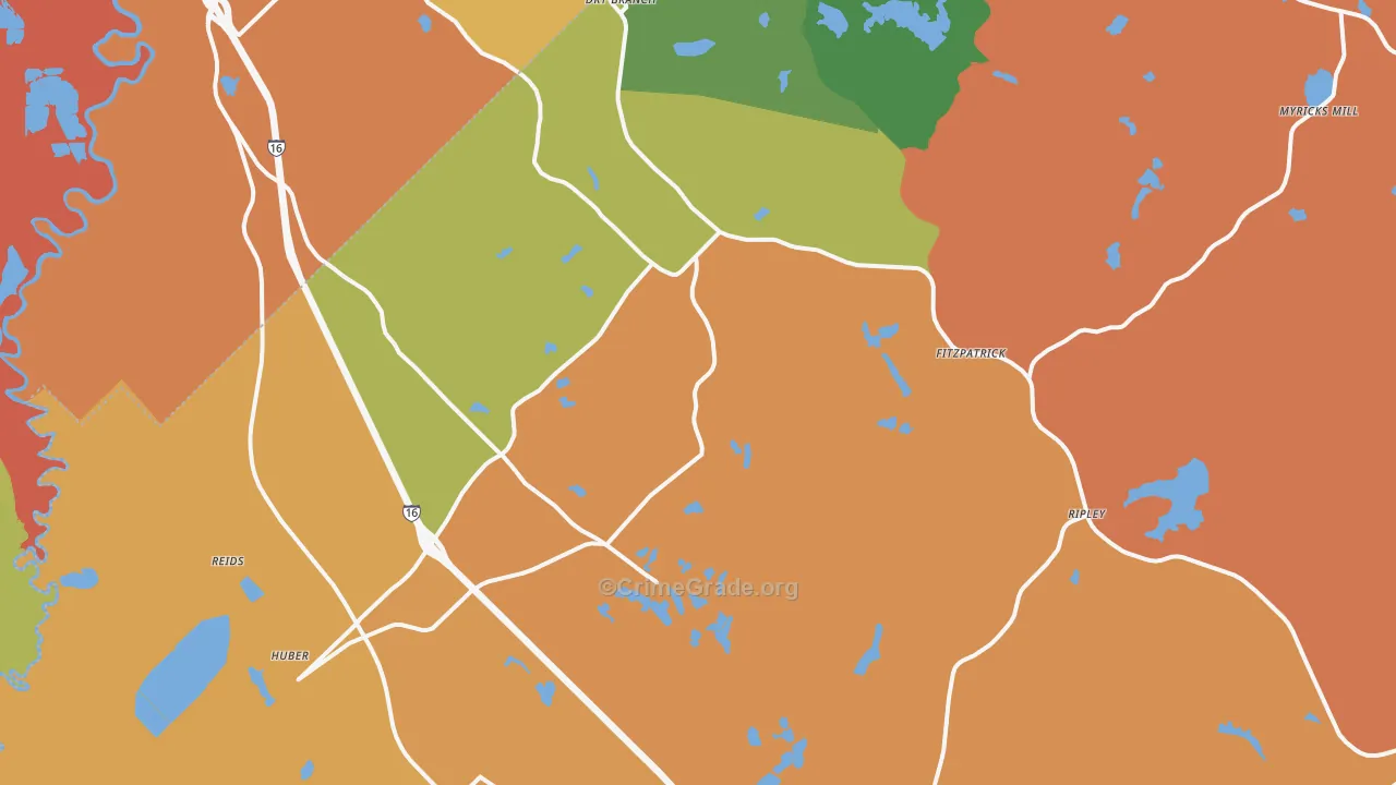 Dry Branch, GA Map of Murder Rates