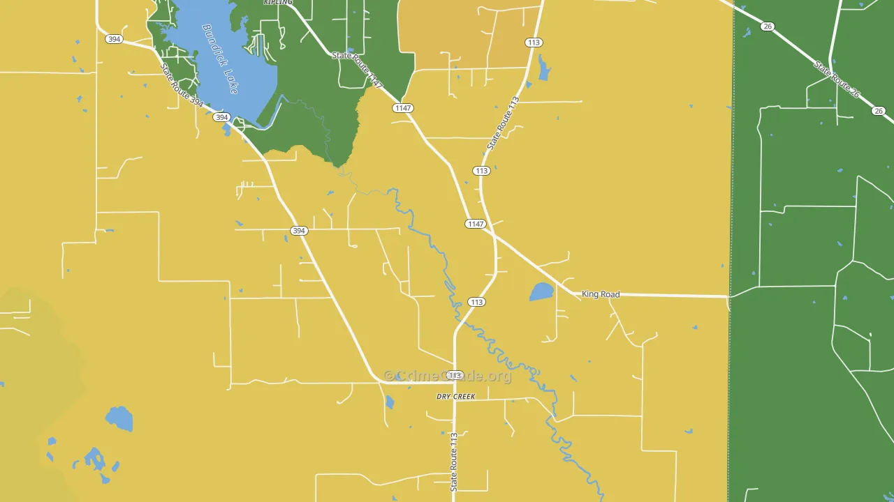 Dry Creek, LA Map of Murder Rates