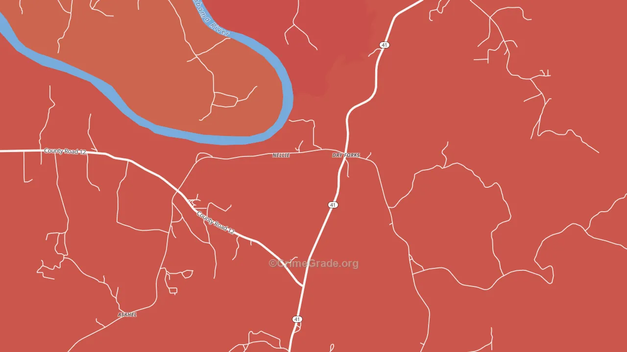 Dry Forks, AL Map of Murder Rates