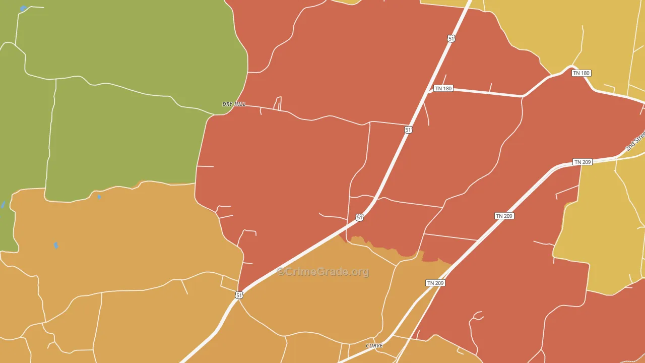 Dry Hill, TN Map of Murder Rates