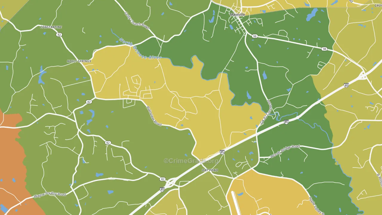 Dry Pond, GA Map of Murder Rates