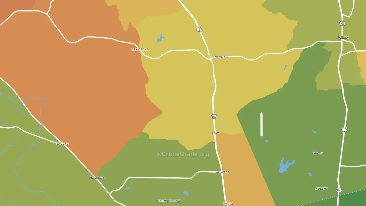 Dry Prong, LA Map of Murder Rates
