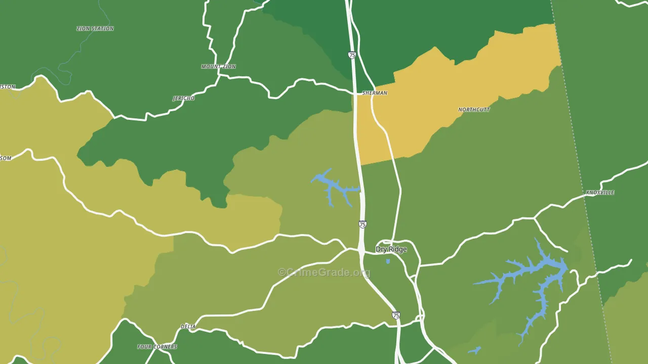 Dry Ridge, KY Map of Murder Rates