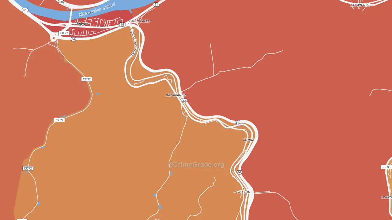 Drybranch, WV Map of Murder Rates