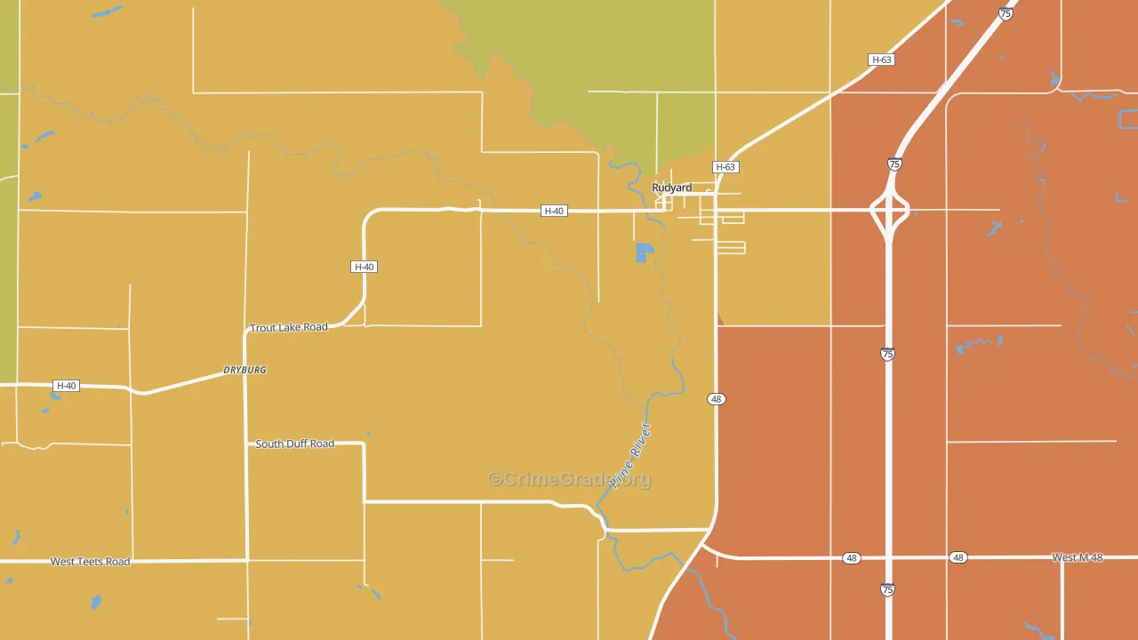 Dryburg, MI Map of Murder Rates