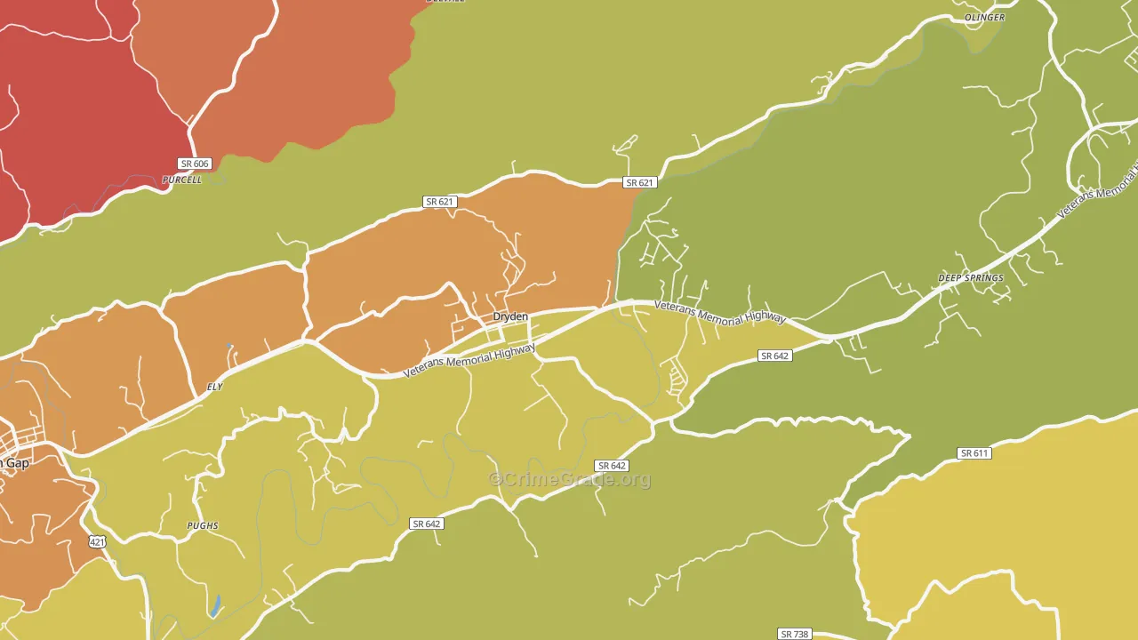 Dryden, VA Map of Murder Rates