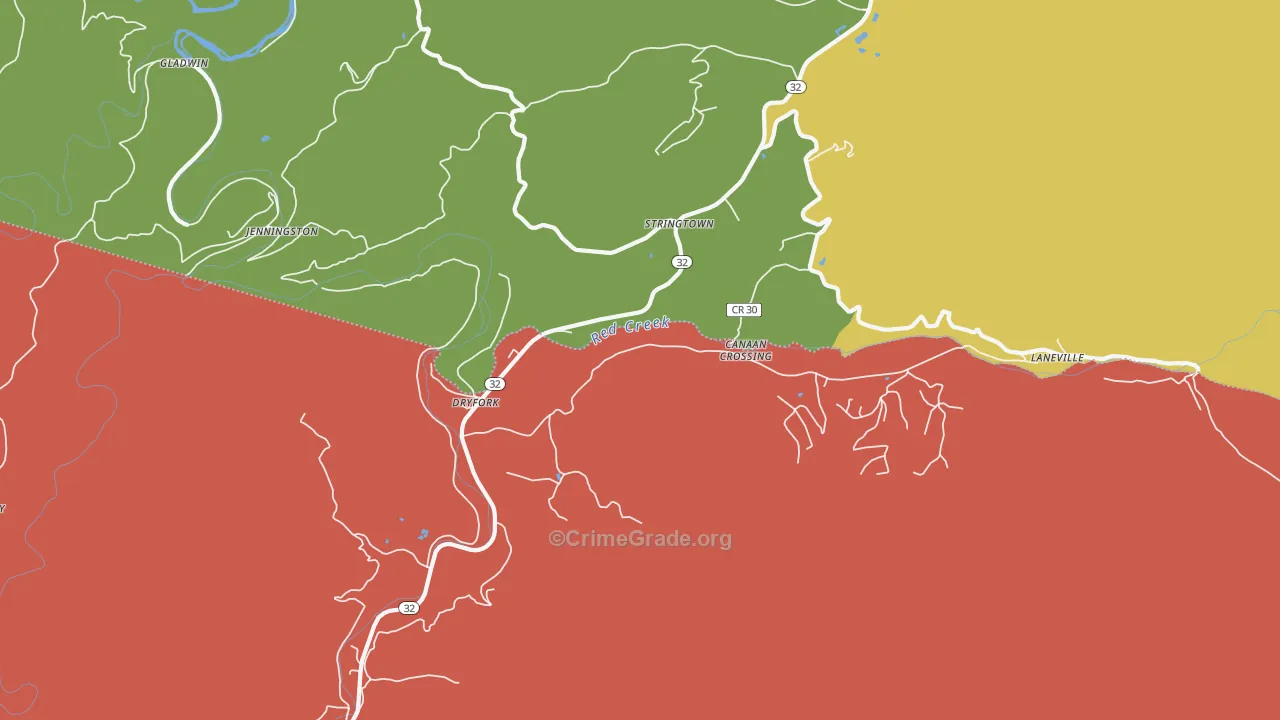 Dryfork, WV Map of Murder Rates