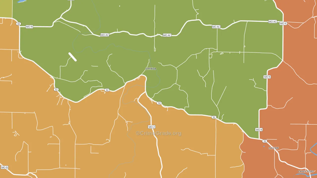 Drynob, MO Map of Murder Rates