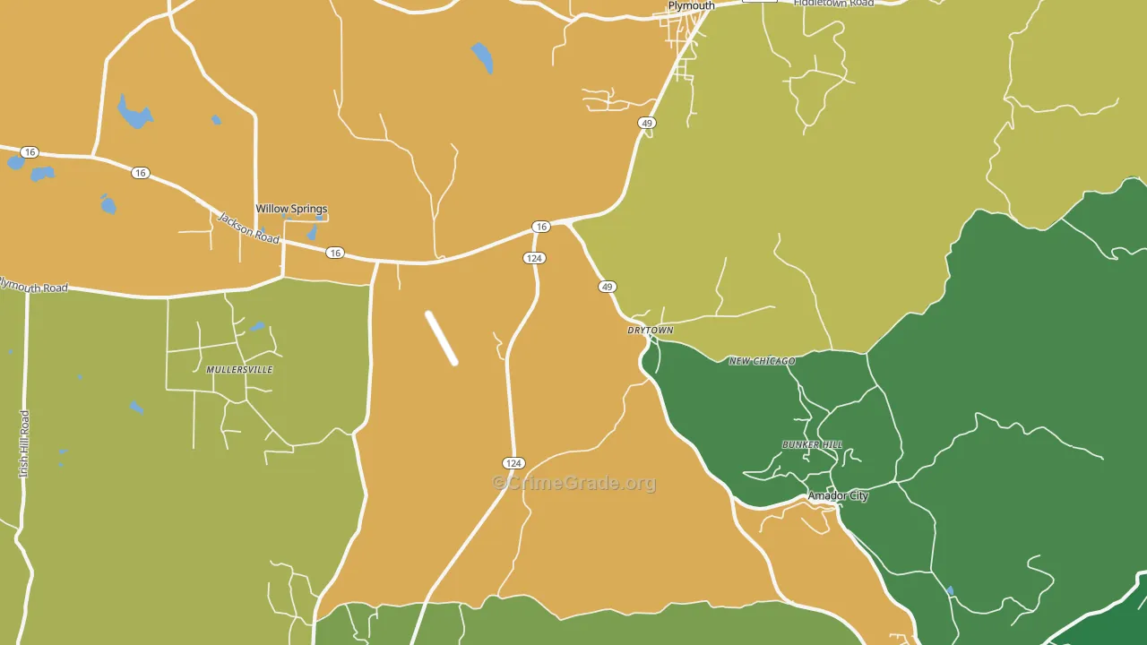 Drytown, CA Map of Murder Rates