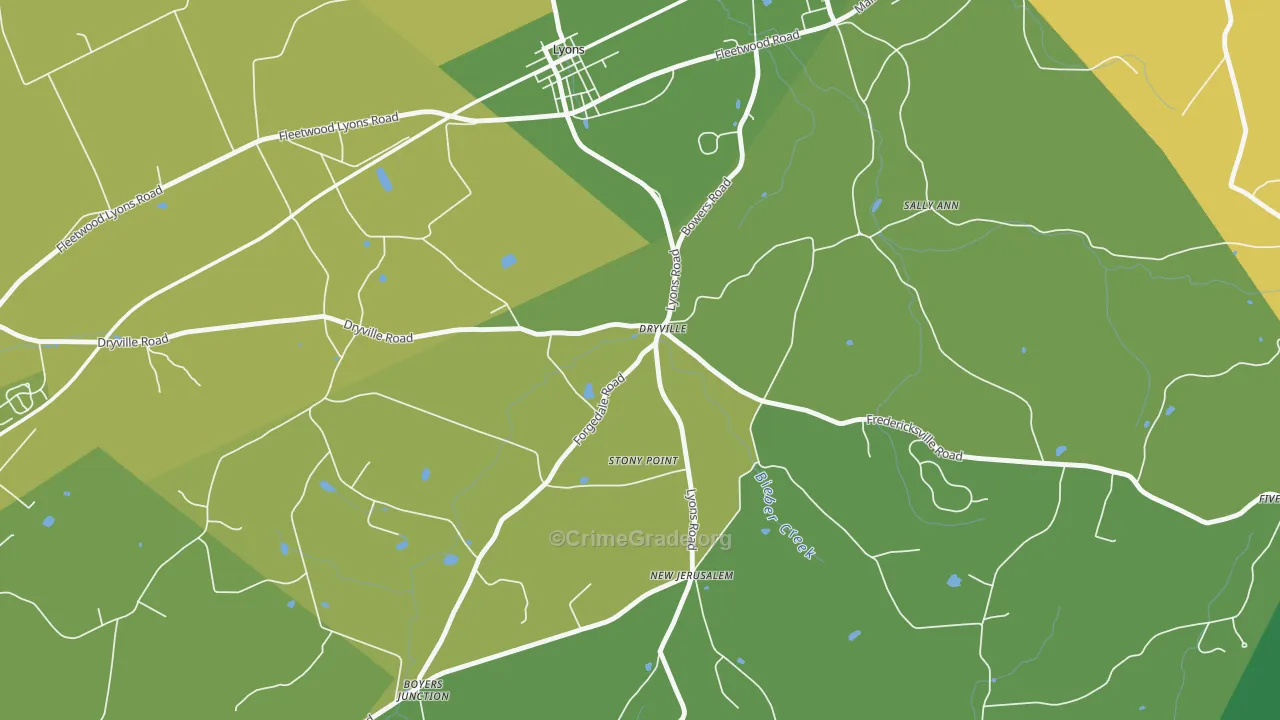 Dryville, PA Map of Murder Rates