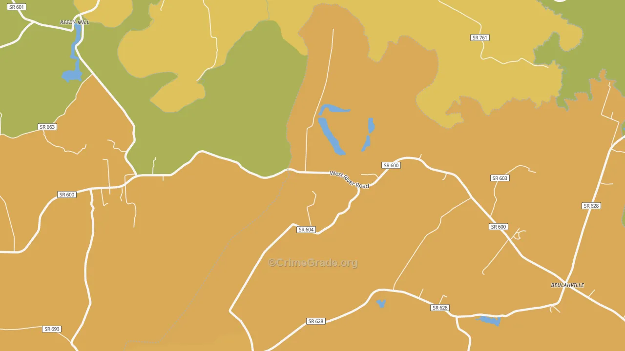 Duane, VA Map of Murder Rates