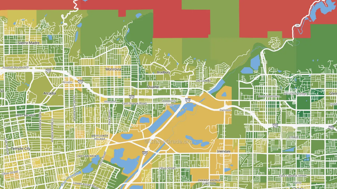 Duarte, CA Map of Murder Rates