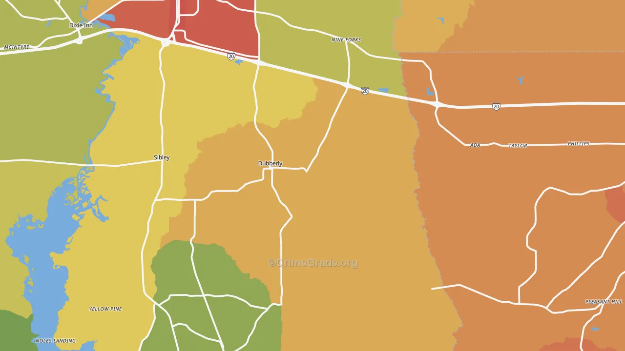 Dubberly, LA Map of Murder Rates