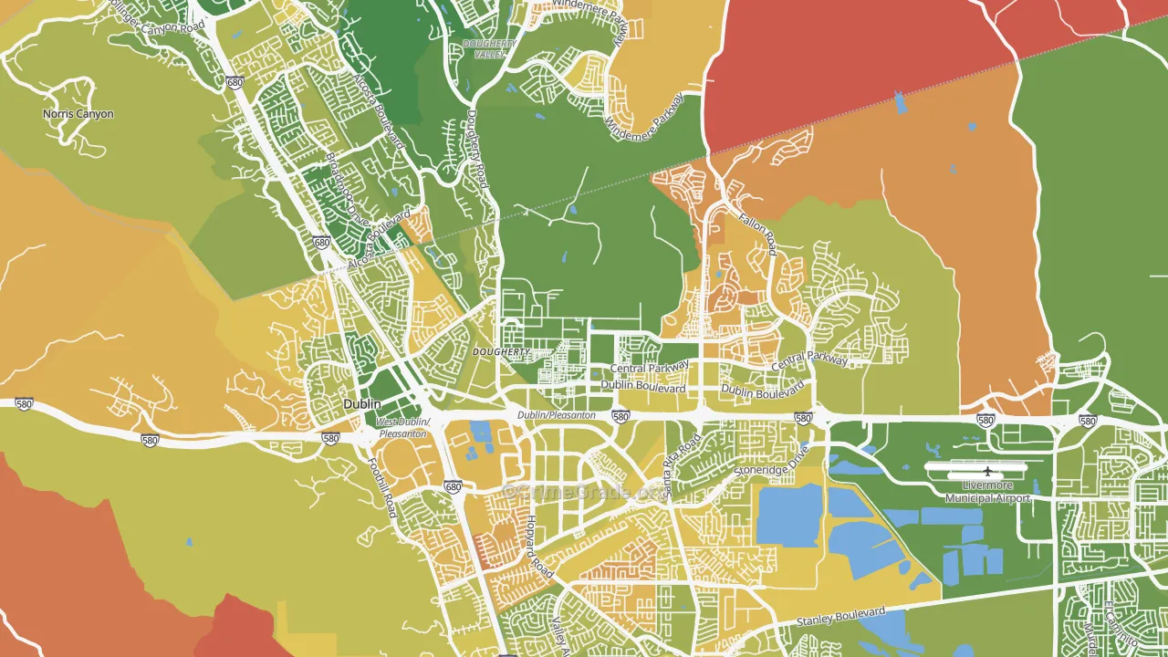 Dublin, CA Map of Murder Rates