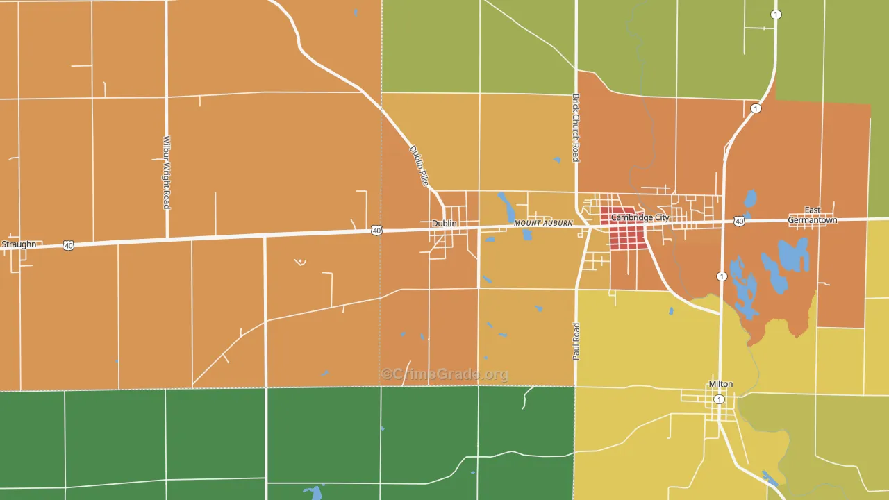Dublin, IN Map of Murder Rates