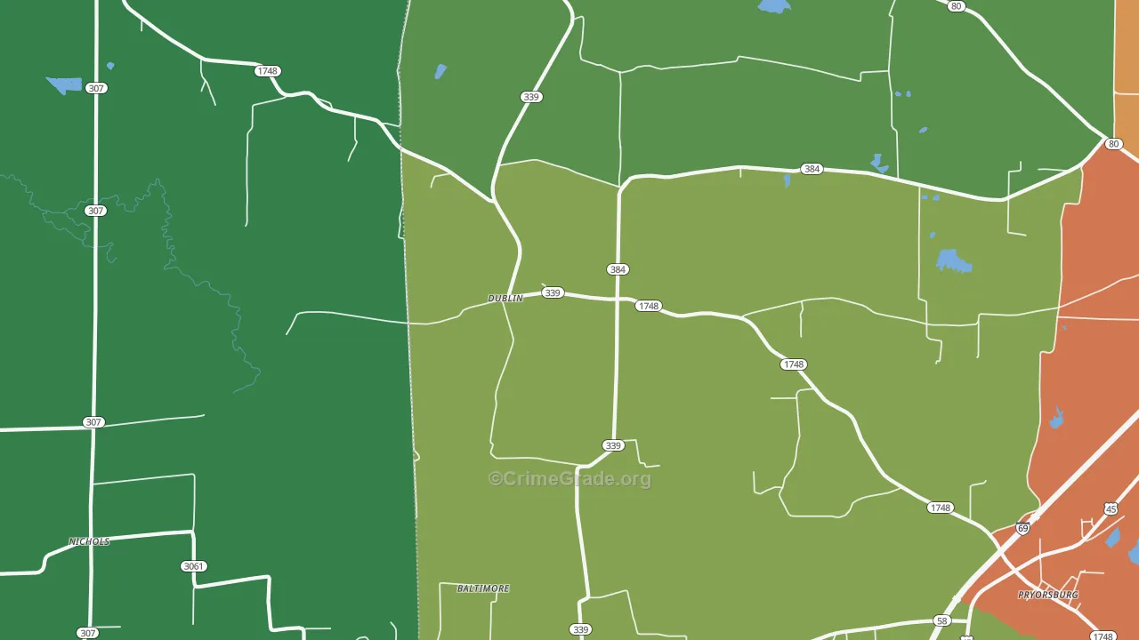 Dublin, KY Map of Murder Rates