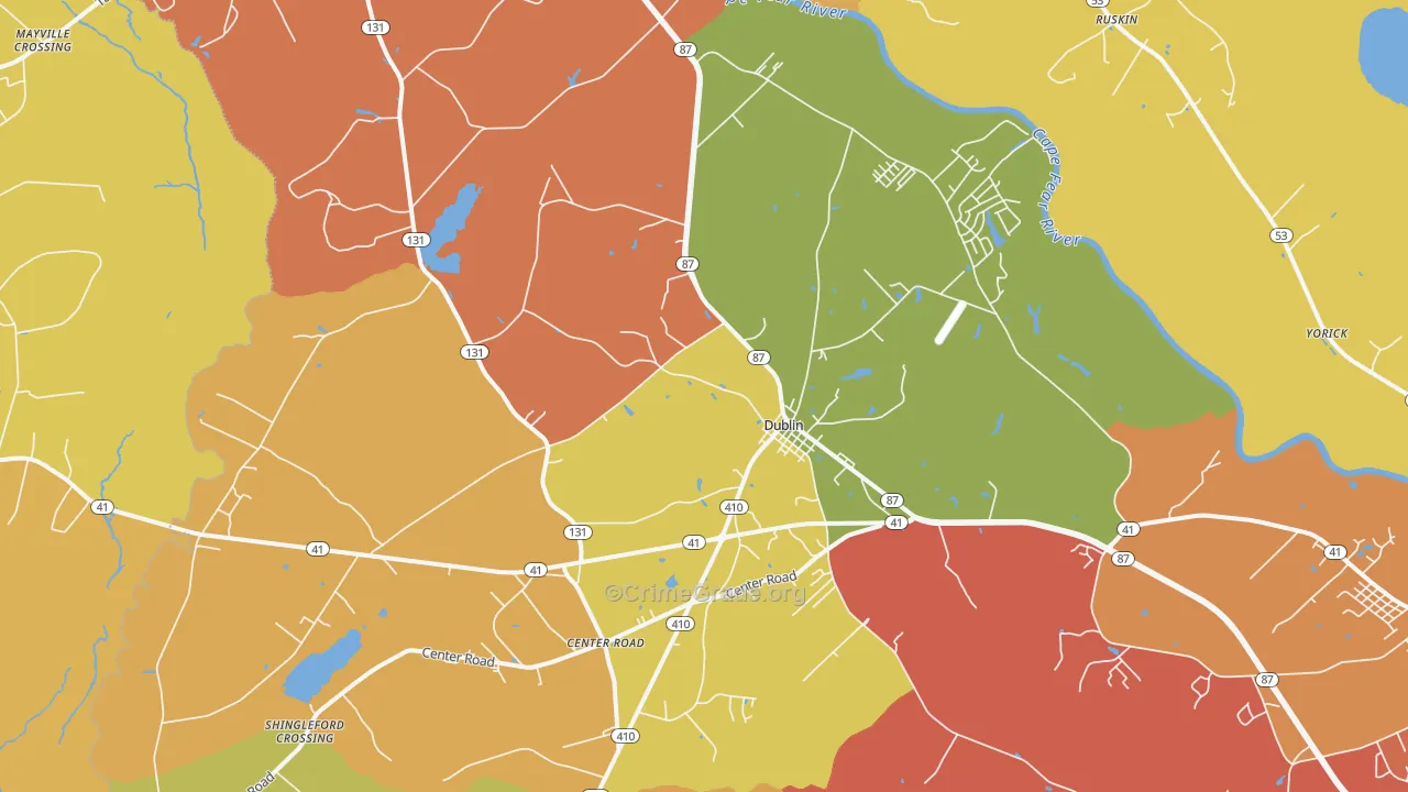Dublin, NC Map of Murder Rates