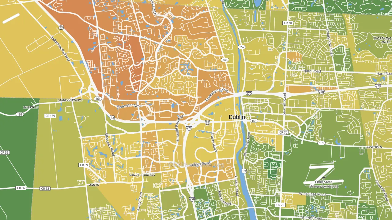 Dublin, OH Map of Murder Rates