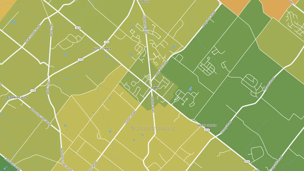 Dublin, PA Map of Murder Rates