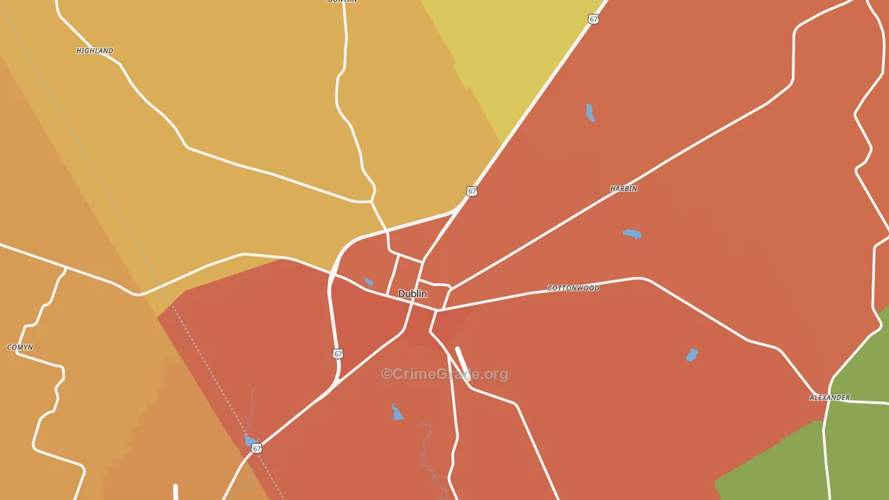 Dublin, TX Map of Murder Rates