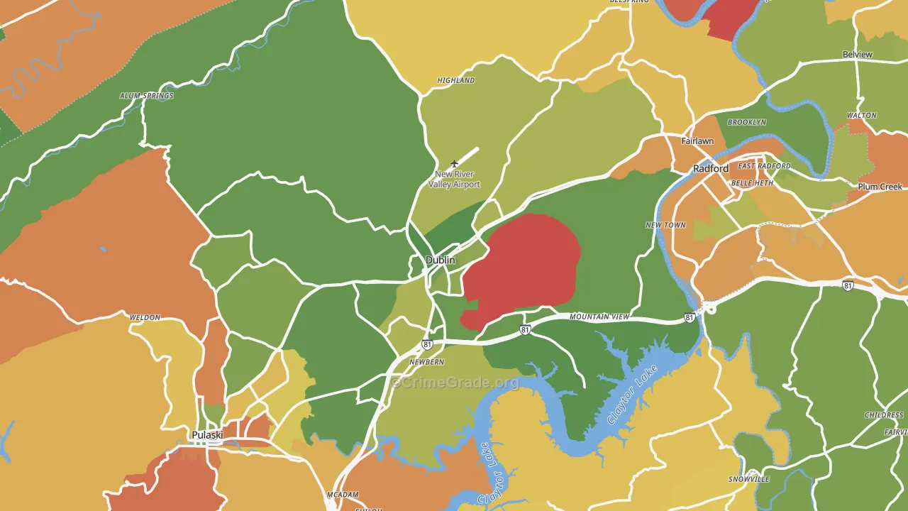 Dublin, VA Map of Murder Rates