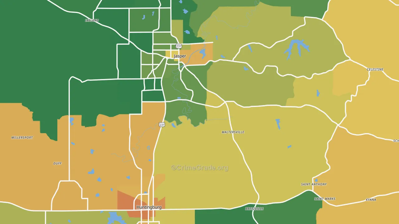 Dubois County, IN Map of Murder Rates