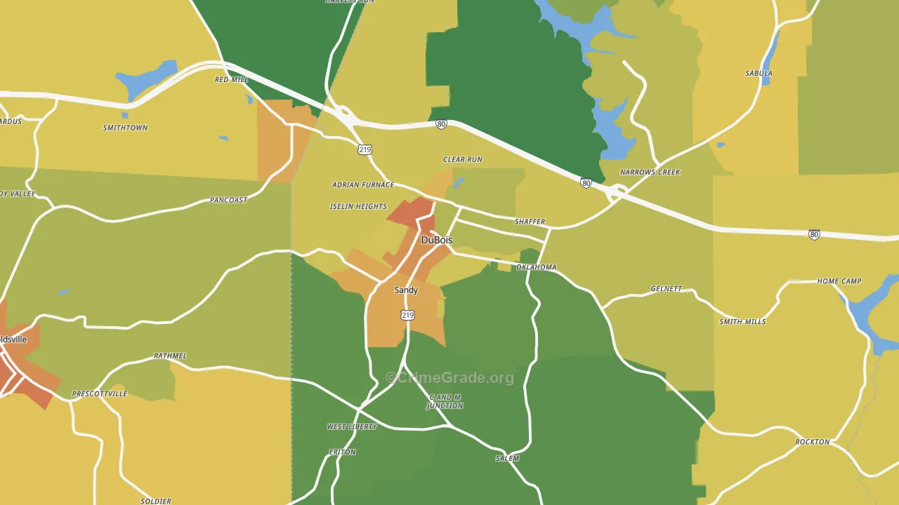 Dubois, PA Map of Murder Rates
