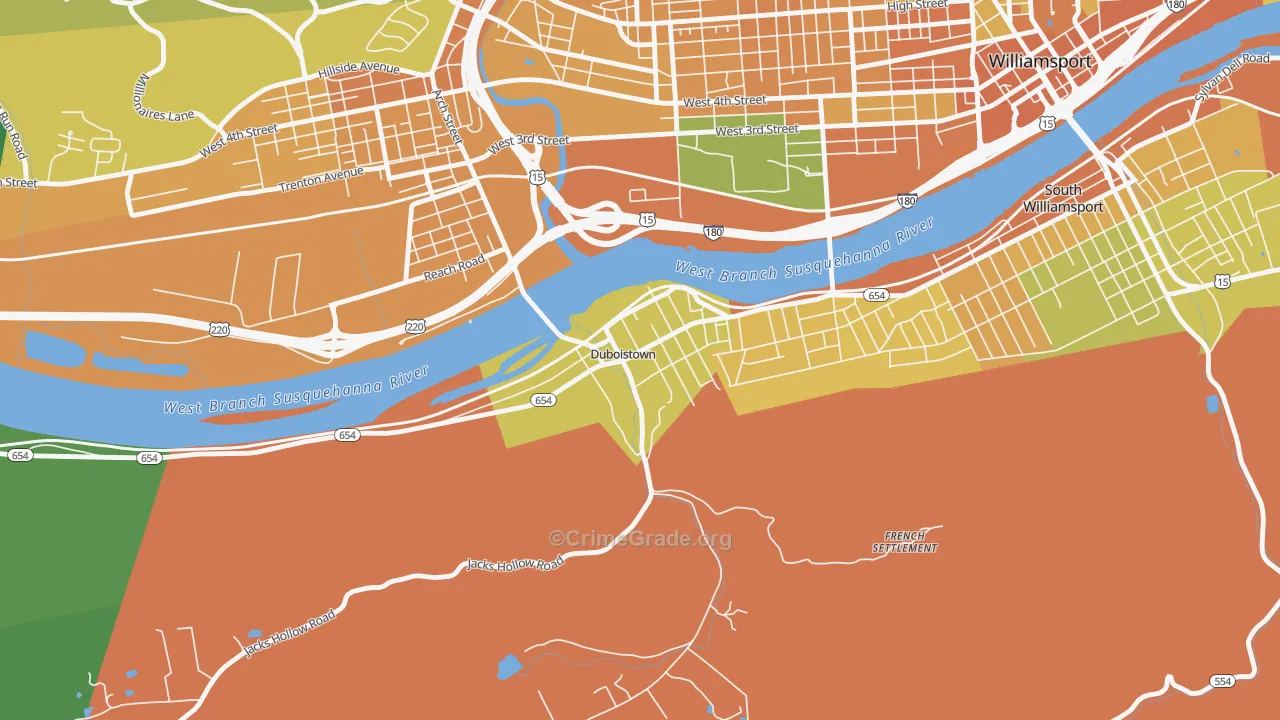 Duboistown, PA Map of Murder Rates