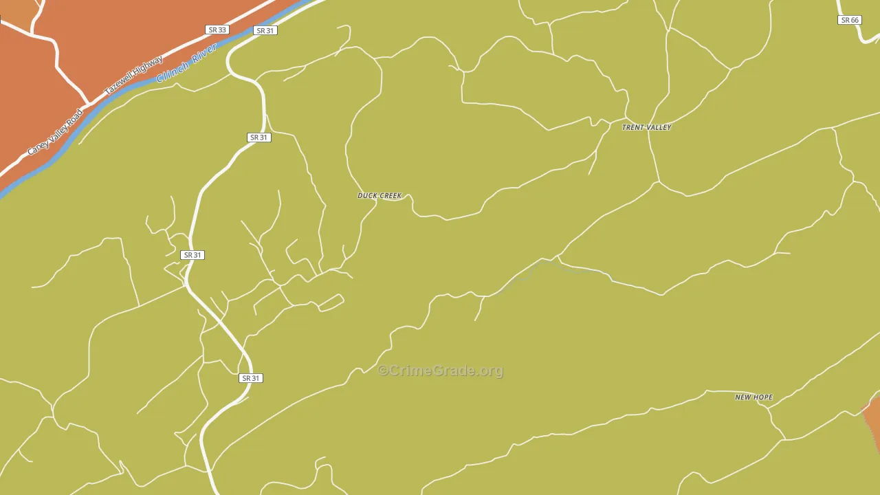 Duck Creek, TN Map of Murder Rates