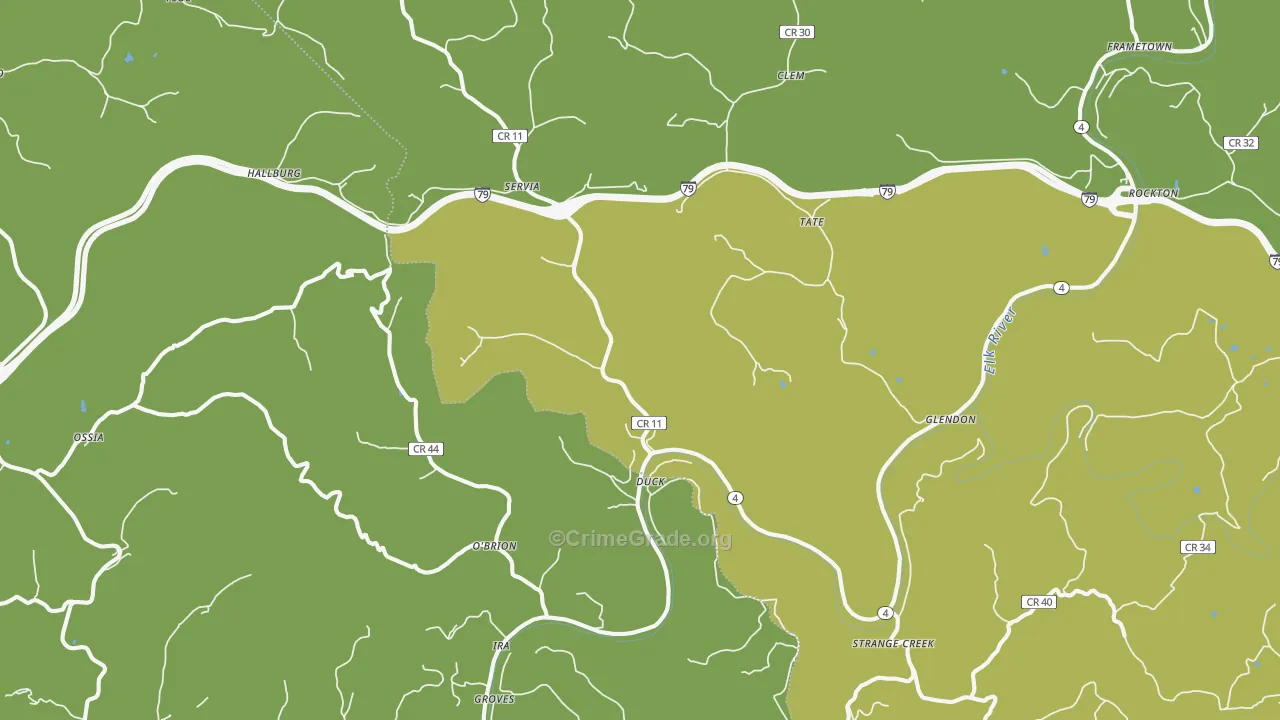 Duck, WV Map of Murder Rates