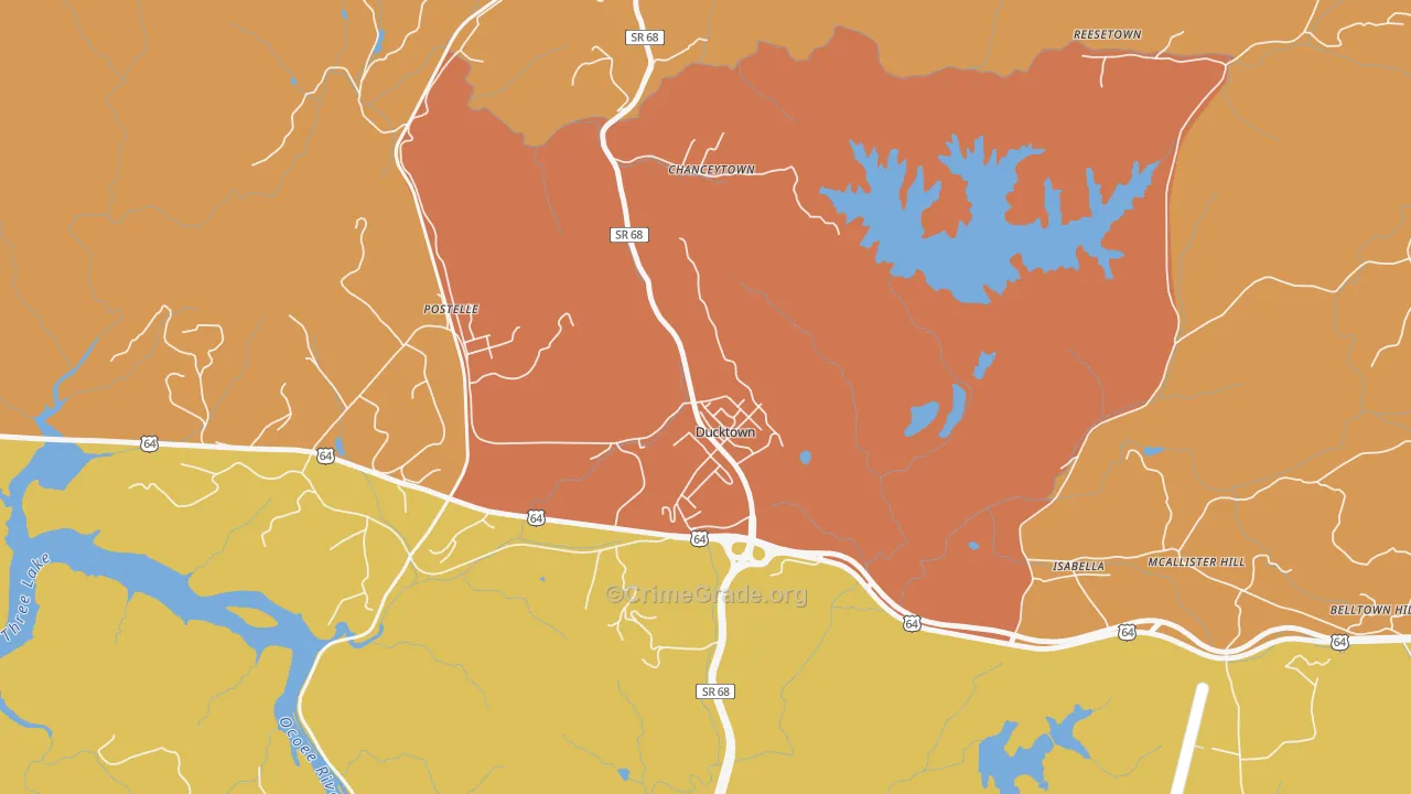 Ducktown, TN Map of Murder Rates