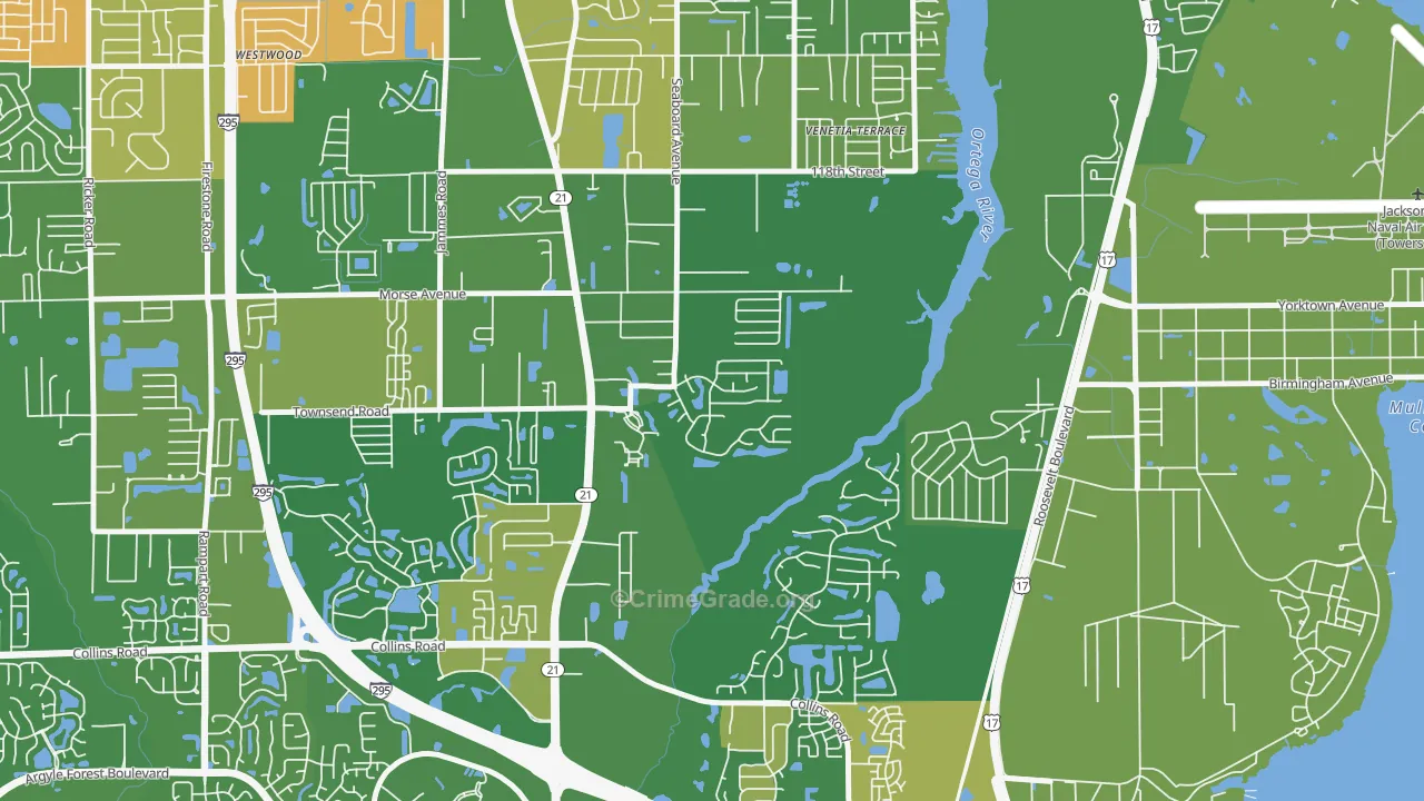 Duclay Forest, Jacksonville, FL Map of Murder Rates