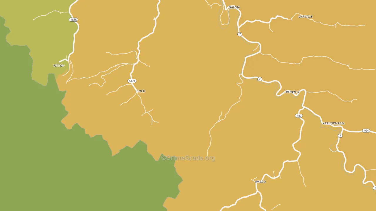 Duco, KY Map of Murder Rates