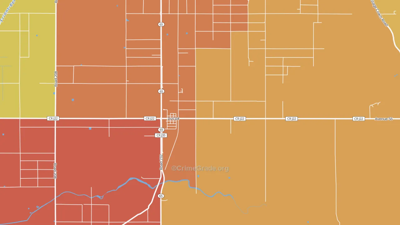 Ducor, CA Map of Murder Rates