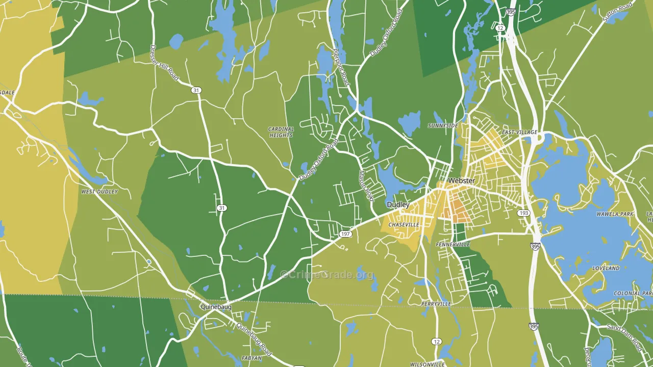 Dudley, MA Map of Murder Rates