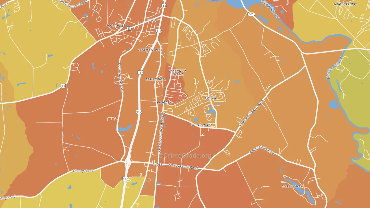 Dudley, NC Map of Murder Rates