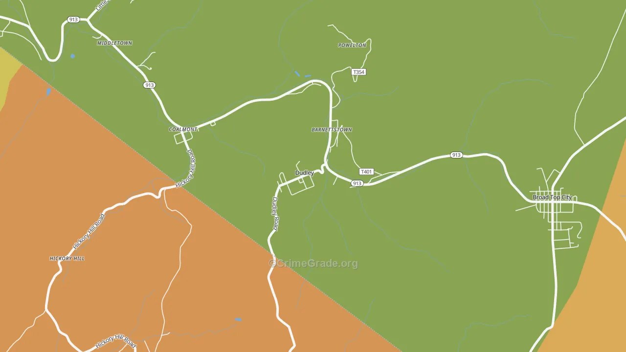 Dudley, PA Map of Murder Rates