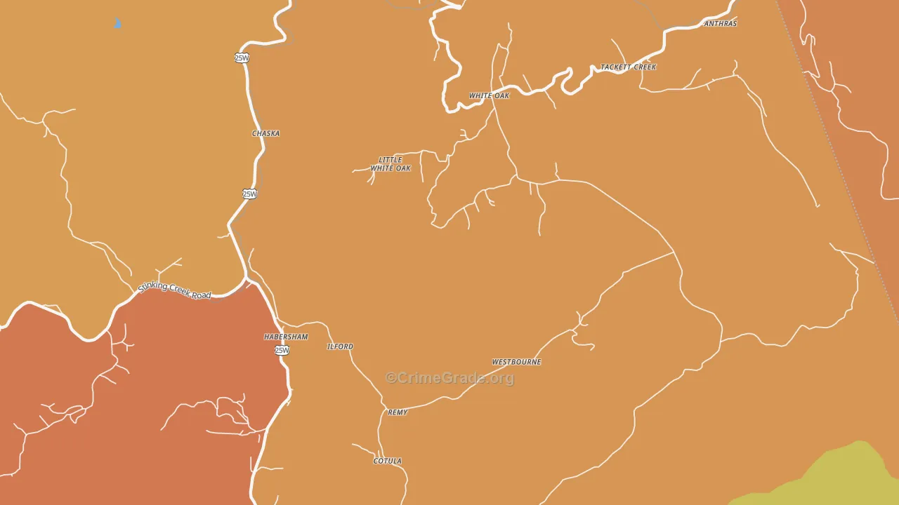 Duff, TN Map of Murder Rates