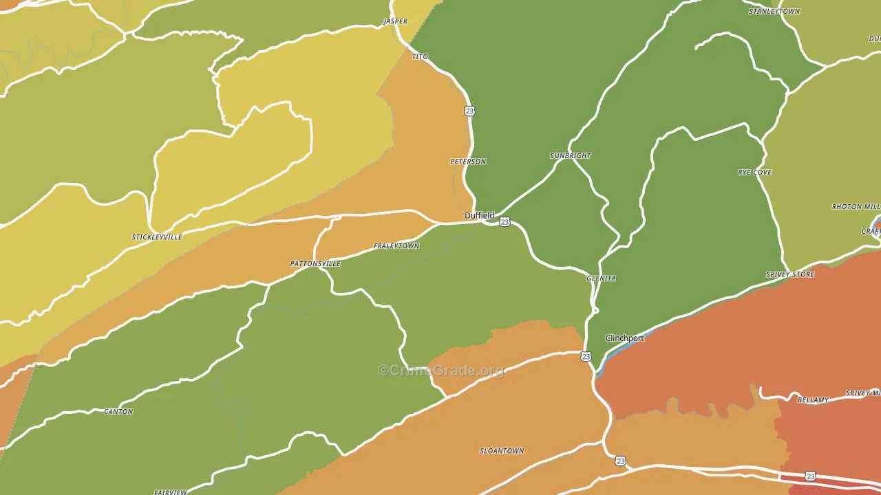 Duffield, VA Map of Murder Rates