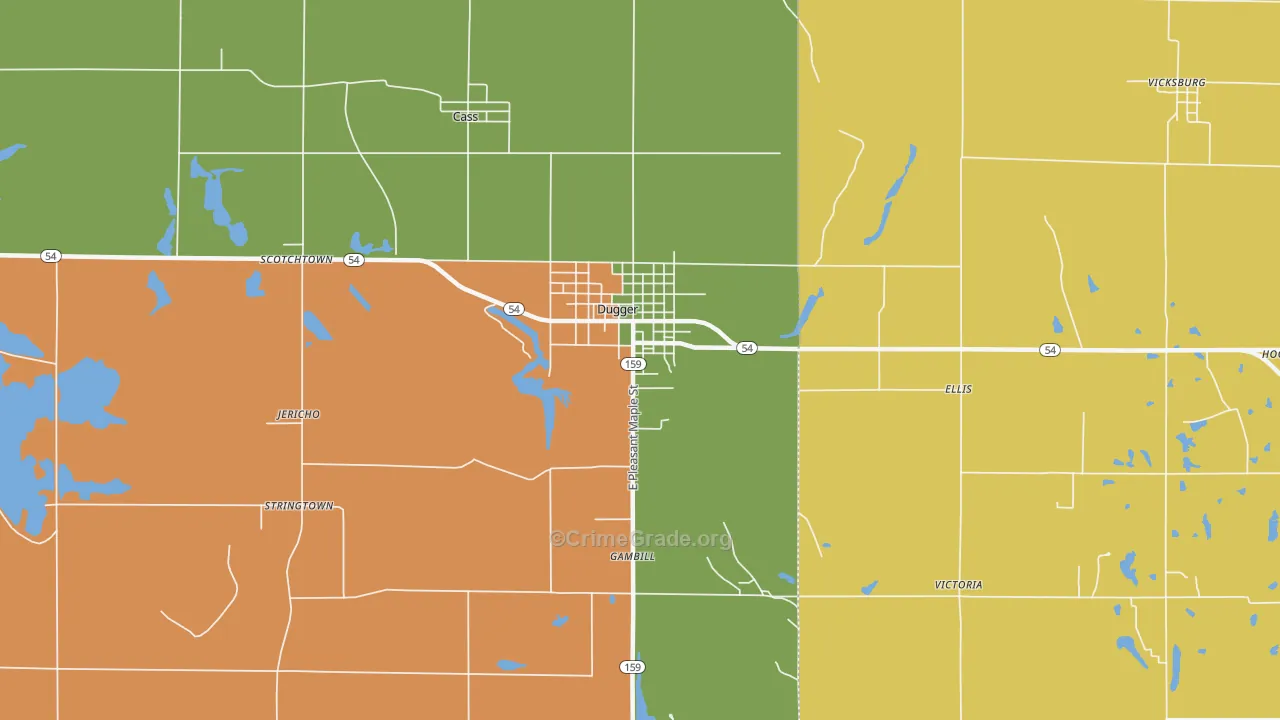 Dugger, IN Map of Murder Rates
