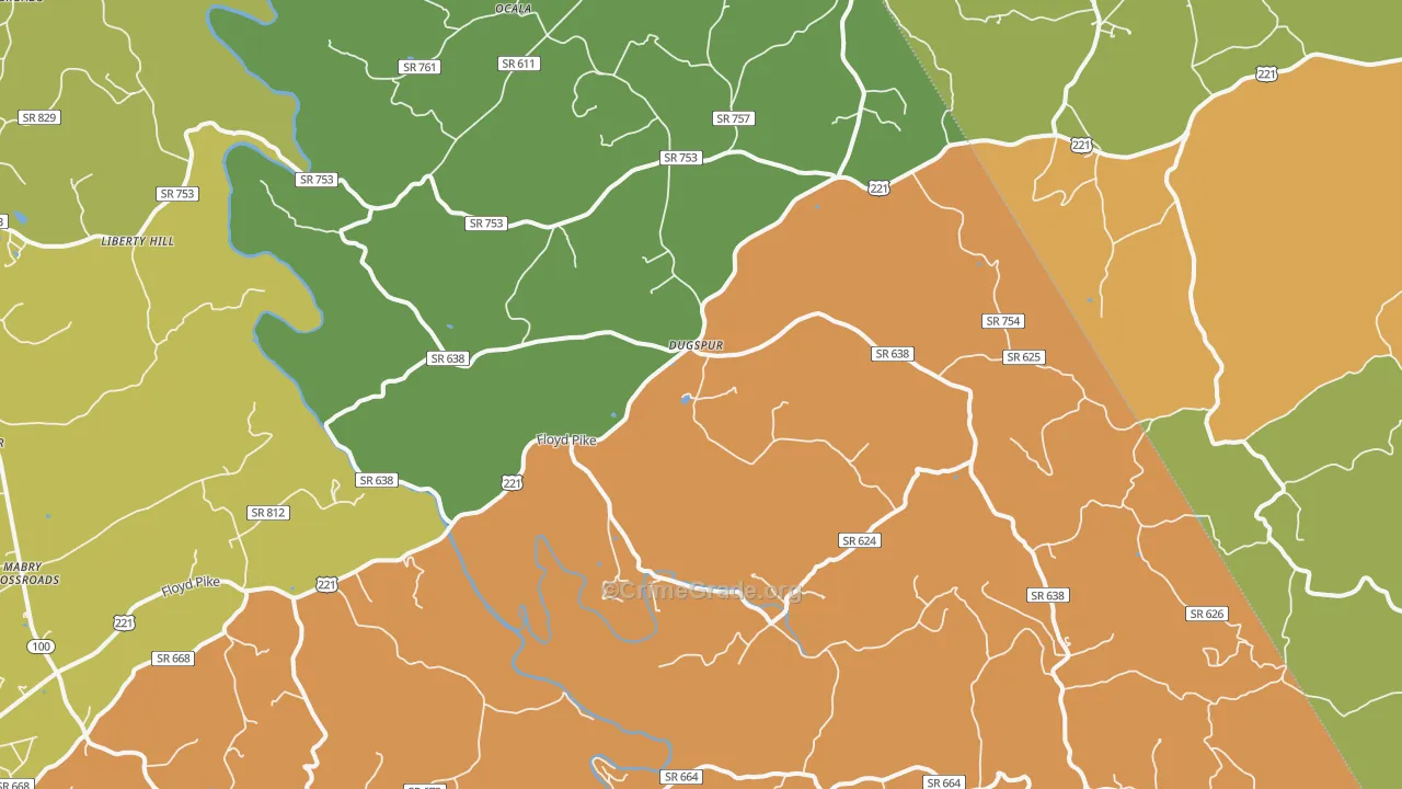Dugspur, VA Map of Murder Rates